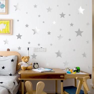 Imagem de Adesivos de parede Silver Star, 117 peças, removíveis, adesivos de PVC com estrelas prateadas, para sala de estar, quarto, casamento, chá de bebê, aniversário, decorações de Natal