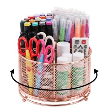 Imagem de Porta-canetas Organizador de Lápis Mesa Malha Rotativo 360 com 4 Compartimentos Capacidade Armazenamento Grande Materiais Escritório Metal Premium Porta-pinceis Maquiagem para Suprimentos e Acessórios