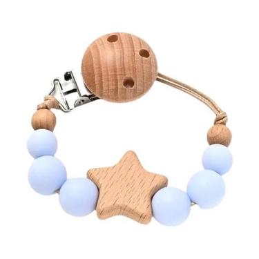 Imagem de Mordedor De Bebê Com Prendedor De Chupeta, Contas De Silicone E Pentag