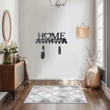 Imagem de Porta-chaves montado na parede, porta-chaves de metal com 10 ganchos, suporte de armazenamento de gancho, adequado para entradas, corredores, quartos e varandas.