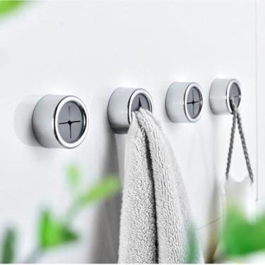 Imagem de Ganchos adesivos para toalha de louça, pacote com 4 suportes de toalha de mão para porta de armário, cozinha, banheiro, garagem, organização de trailers