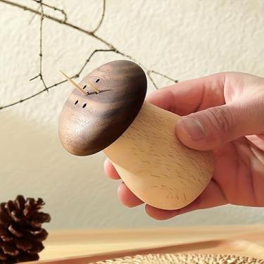 Imagem de Suporte de palito de cogumelo, dispensador de palito de madeira maciça para decoração de balcão de cozinha e mesa de jantar
