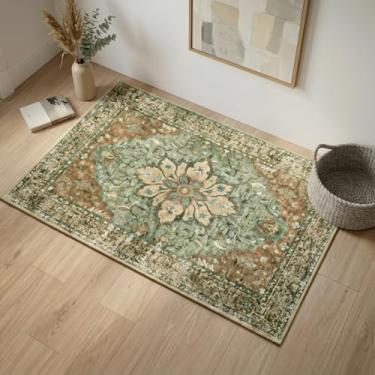 Imagem de Poshetion Tapetes de área 9,5 x 1,5 m, lavável, antiderrapante, estampa floral, vintage, tapete medalhão para sala de estar, quarto, sala de jantar