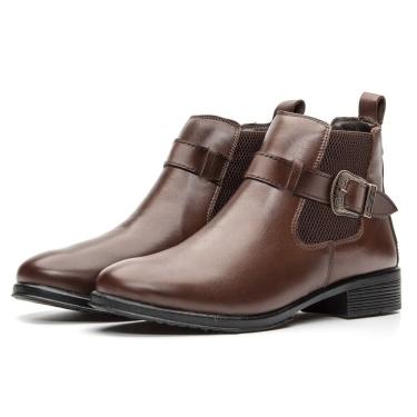 Imagem de Bota Chelsea Feminina Couro Látego Confortável Cano Curto Casual