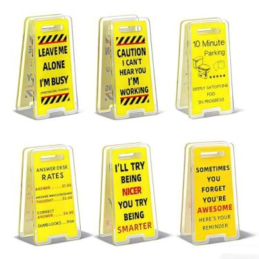 Imagem de Porta-notas adesivas engraçadas, pacote com 6, mini porta-mensagens de acrílico, clipes engraçados para placa de escritório, cuidado, superestimulado, placa de mesa, decoração de escritório, presente
