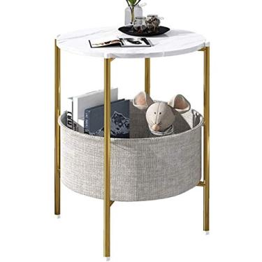 Imagem de Mesas de café, mesas de sala de estar, mesas finais, mesa de centro de madeira com duas camadas, bandeja de armazenamento de frutas, pequena mesa redonda para sofá de sala de estar