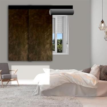 Imagem de Cortina Persiana Blackout Adesiva Modular Kit 3 Módulos Corta Luz para Janela(KIT 3 PERSIANAS MARROM LISO)