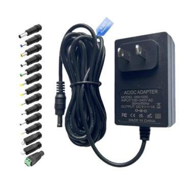 Imagem de Adaptador de alimentação 5V 1A CC 5W 1000mA 5Volt fonte regulada CA 100-240V com cabo de 10 pés e kit de plugue CC 14 em 1 (5,5 x 2,5/2,1 mm/Tipo-C/Micro-USB) para câmeras de segurança, monitores de