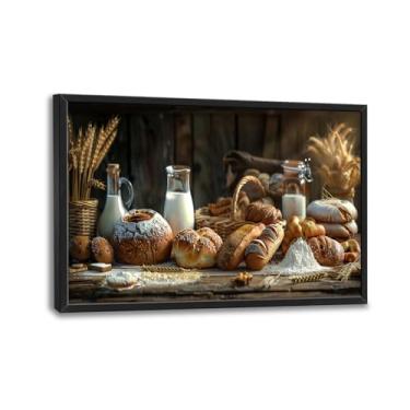 Imagem de Trimety Arte de parede de cozinha para sala de jantar tamanho extra grande comida decoração de parede grande impressões em tela de pão imagens gigantes pintura emoldurada casa restaurante padaria sala