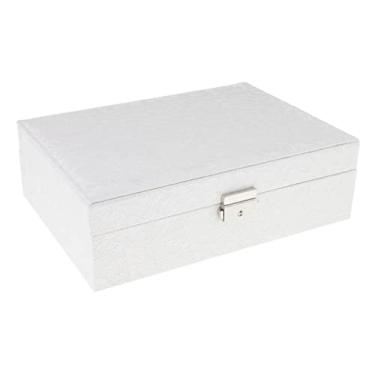 Imagem de Mini caixa de joias de camada dupla espelho coração estojo de armazenamento de couro PU porta-joias caixa de joias (cor: rosa tamanho: tamanho único) (tamanho único branco)