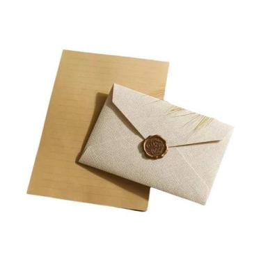 Imagem de Conjunto De Envelope E Carta Em Linho Com Selo De Cera Para Presentes 