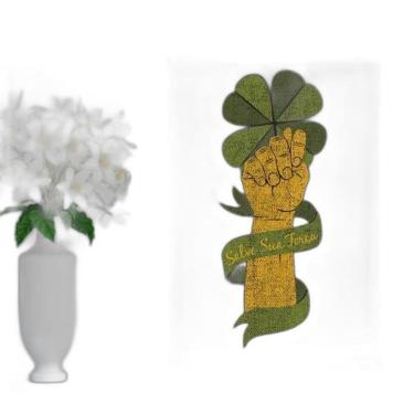 Imagem de Quadro Figa Salve Sua Força 45X34Cm Com Vidro Moldura Branca