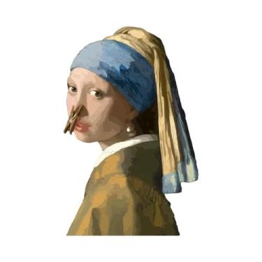 Imagem de Pôster De Arte Engraçada Para Banheiro Mona Lisa: Pintura Em Tela De P