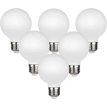 Imagem de KGC Lâmpadas LED Edison Globe, branco quente 2700K CRI 90, lâmpada de filamento LED, 5W equivalente a 40W, lâmpadas LED reguláveis G25(G80), vidro leitoso, espelho de banheiro, pacote com 6