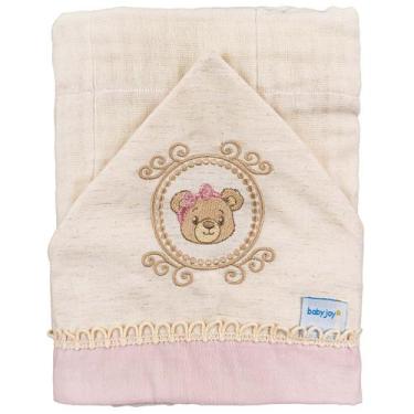 Imagem de Toalha Soft Lisa com Capuz de Centro Bordado e Ponto Curva - BABY JOY,