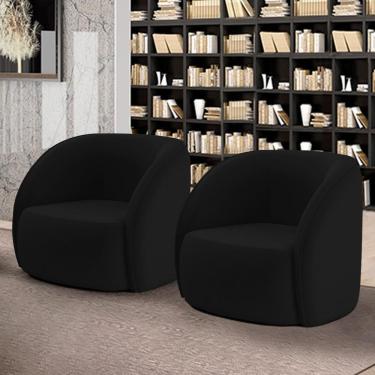 Imagem de Kit 2 Poltronas Decorativas Sala De Estar Clarke Veludo Preto G45 - Gran Belo