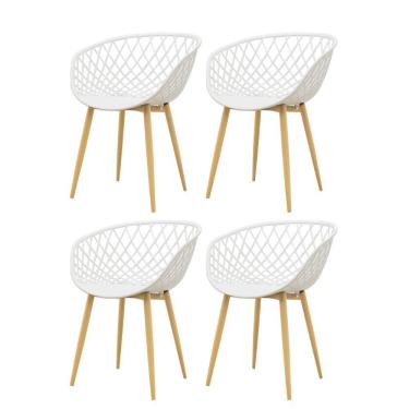 Imagem de Kit 4 Cadeiras Clarice Rivatti Polipropileno Branco Base Metal