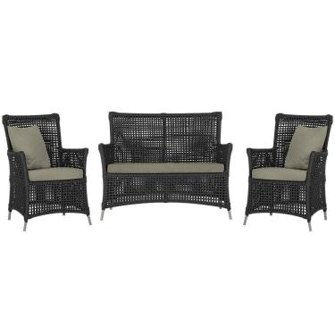 Imagem de Jogo Sofá E 2 Poltronas Igapó Alumínio Fendi E8 Trama Preto