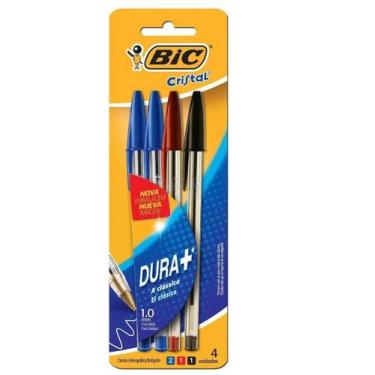 Imagem de Kit Caneta Bic Cristal 1.0Mm ul/Vermelha/Preta Dura Mais