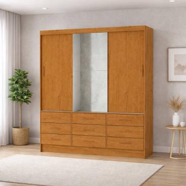 Imagem de Guarda Roupa 9 Gavetas 3 Portas 1 Espelho  Sunset-Grand Line