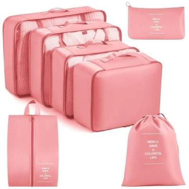 Imagem de Kit organizador de bagagem viagem 7 peças - Malissima, Rosa