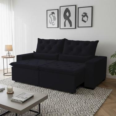 Imagem de Sofá 150m Suede Sofisticação Moderna Confortável Para Sala Milão Preto