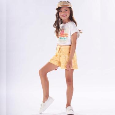 Imagem de Conjunto Infantil Blusa Cropped e Short 2 peças Ondas Tam 6 a 12 - Kiki Xodó-Feminino