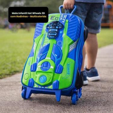Imagem de Mala Infantil Hot Wheels 3D Com Rodinhas - Multicolorida