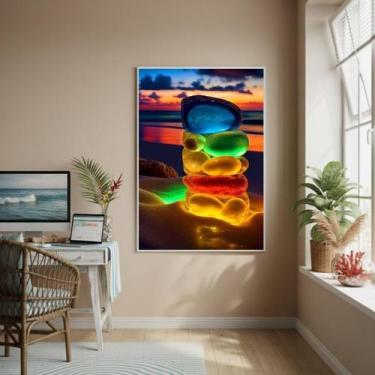 Imagem de Quadro Decorativo Vidros Marinhos Brilhantes-70X50Cm - Quadros On-Line