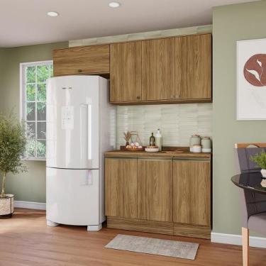 Imagem de Armário de Cozinha Compacta 100% MDF 200cm Nogueira Celeste Kappesberg