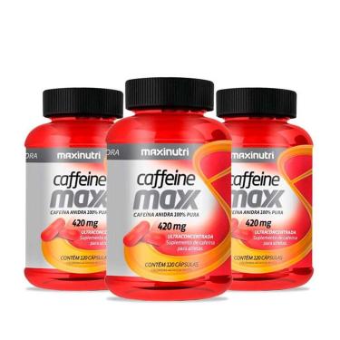 Imagem de kit 03 Cafeína Maxx 420mg Cafeina Anidra 120 Caps Maxinutri-Unissex