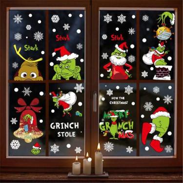 Imagem de Adesivo de janela de Natal em PVC Static Cling Decorations Grinch - ta