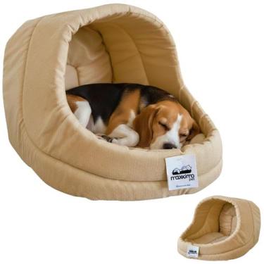 Imagem de Cama Iglu Suede Luxo Caes Gato Lavavel Caminha Oferta Bege M - Maxximo
