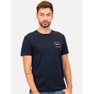 Imagem de Camiseta Tommy Hilfiger Masculina Roundle Logo Chest Azul Marinho-Masculino