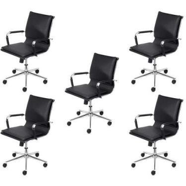 Imagem de Kit 5 Cadeiras Escritorio Diretor Design Italiano com Relax material s