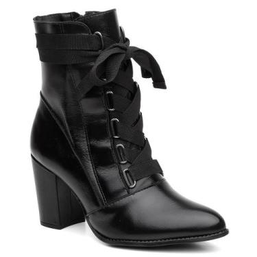 Imagem de Bota Feminina Coturno Couro Salto Médio Cano Médio Casual - Valentina 