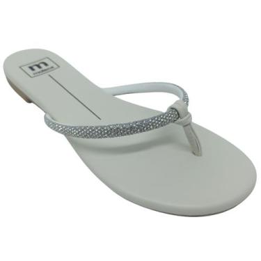 Imagem de Chinelo Moleca Feminino Napa Turim com Tira em Strass, Cristal, Branco
