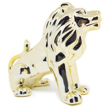 Imagem de Leão Decorativo Rei Selva Animais Detalhado Enfeite Mesa Estante Rack 
