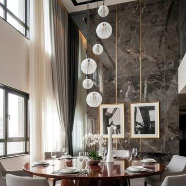 Imagem de Lustre Pendente Para Sala Pé direito Alto 5m MBM - Branco - Otago