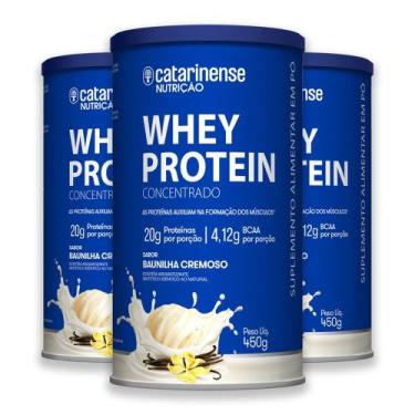 Imagem de Kit 3 Whey Protein Concentrado Catarinense 450g Baunilha, Baunilha