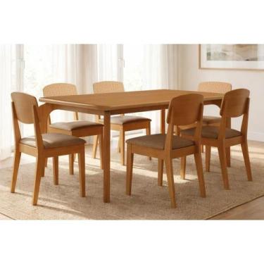 Imagem de Conjunto: Mesa Sala Jantar Londrina Tampo Curvo 180cm+6 Cadeiras Havan