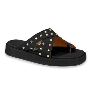 Imagem de Sandalia Papete Flat Feminina Vizzano Tiras em X Tachas Ref: 6506.130-Feminino