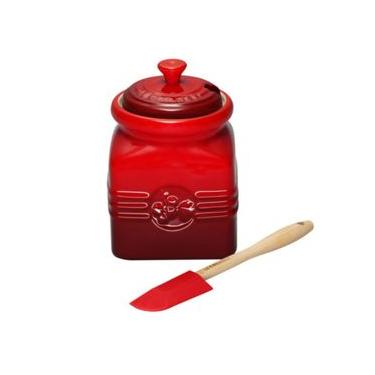 Imagem de POTE PARA GELEIA LE CREUSET EM CERÂMICA PREMIUM COM COLHER VERMELHO 91020000060000