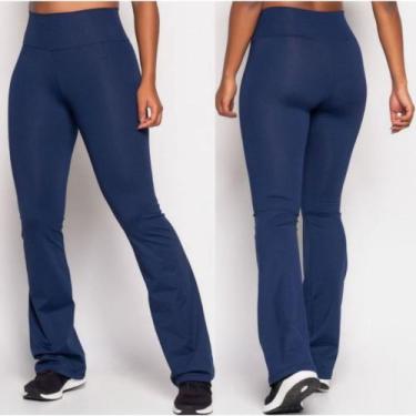 Imagem de Calça Legging Feminina Flare Azul Bailarina Boca de Sino Suplex Modela