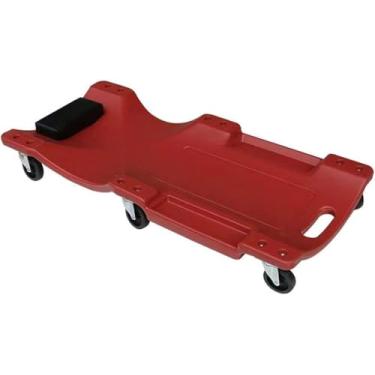 Imagem de Garagem Rolng de plástico, trepadeira de loja com apoio de cabeça acolchoado, bandejas de ferramentas duplas e 6 rodízios, parafuso de reforço, carrinho mecânico, ferramentas de reparo de ch