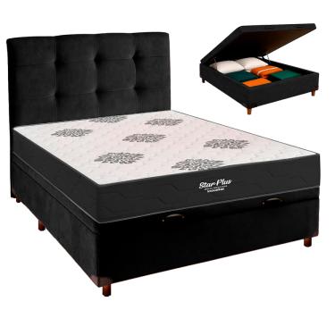 Imagem de Kit Cama Box Bau + Cabeceira + Colchão Casal Molas Ensacadas - Star Plus Inovaflex