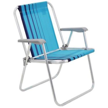 Imagem de Cadeira De Praia Tramontina Samoa Alta Em Alumínio Com Assento Azul Cr