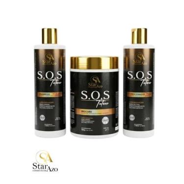 Imagem de Kit S.O.S tutano Star Azo Cosméticos com Shampoo, máscara e condiciona