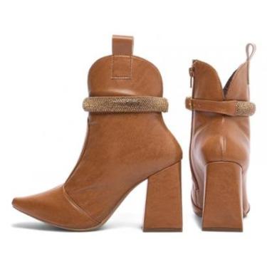 Imagem de Bota Cano Médio Bico Fino Salto Alto Grosso Bloco Feminina 12cm Torricella-Feminino