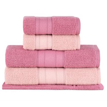 Imagem de Buddemeyer Jogo de Toalhas Melissa Extra Soft, Gigante, Rosa/Rosa Claro, 5 peças